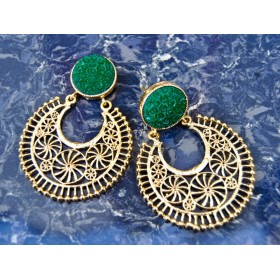 Green Gold Filigree Earrings